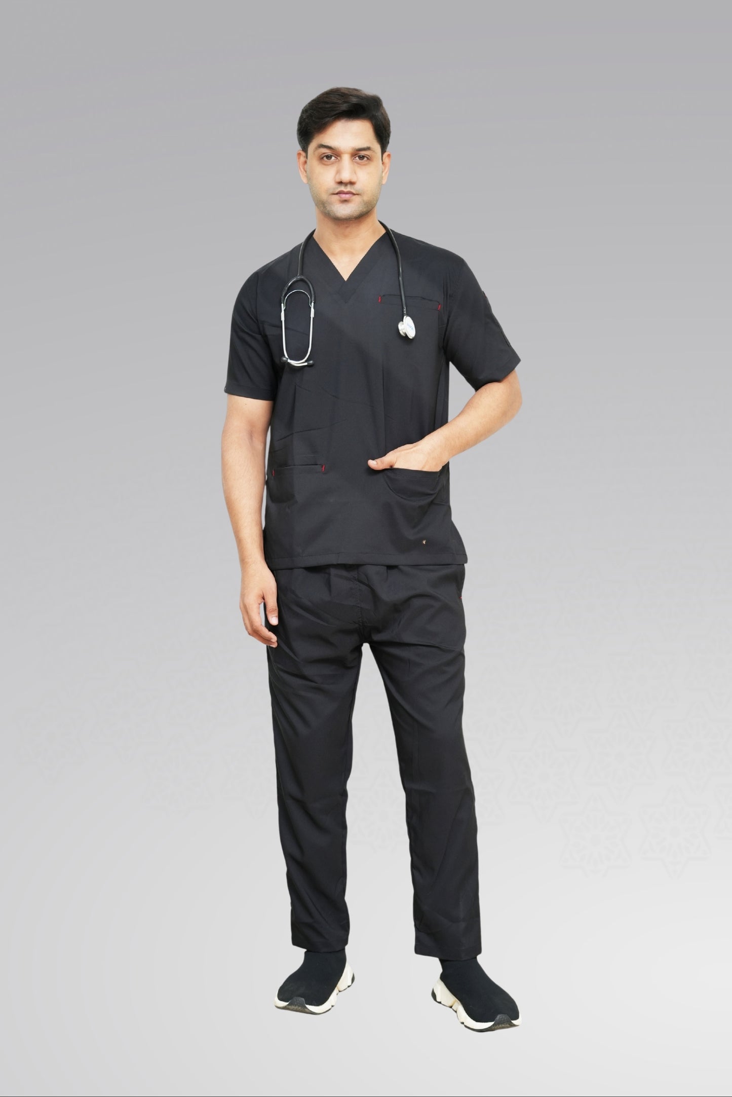 Flexi Care Edge Line™ Scrub Suit in Jet Black