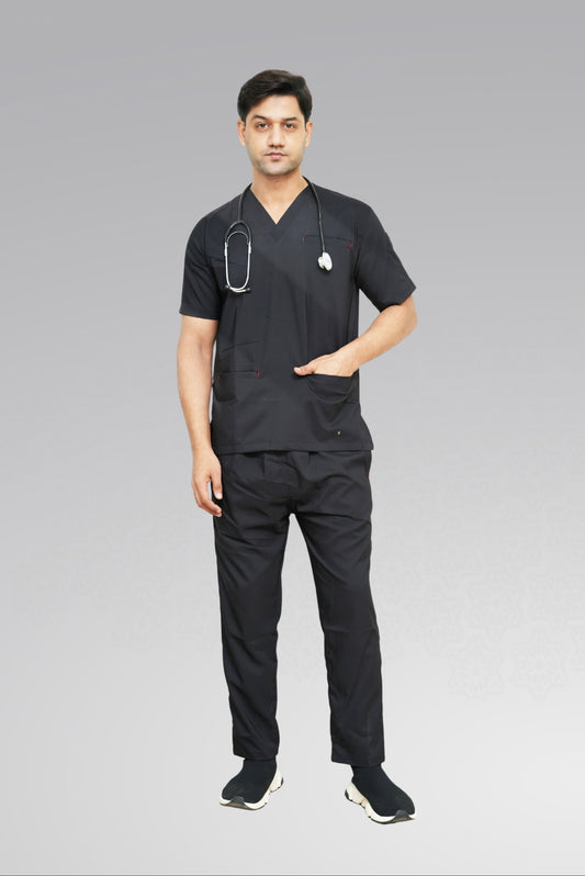 Flexi Care Edge Line™ Scrub Suit in Jet Black