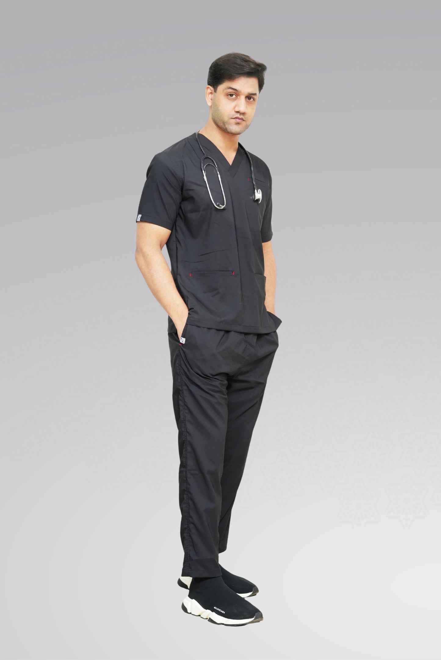 Flexi Care Edge Line™ Scrub Suit in Jet Black