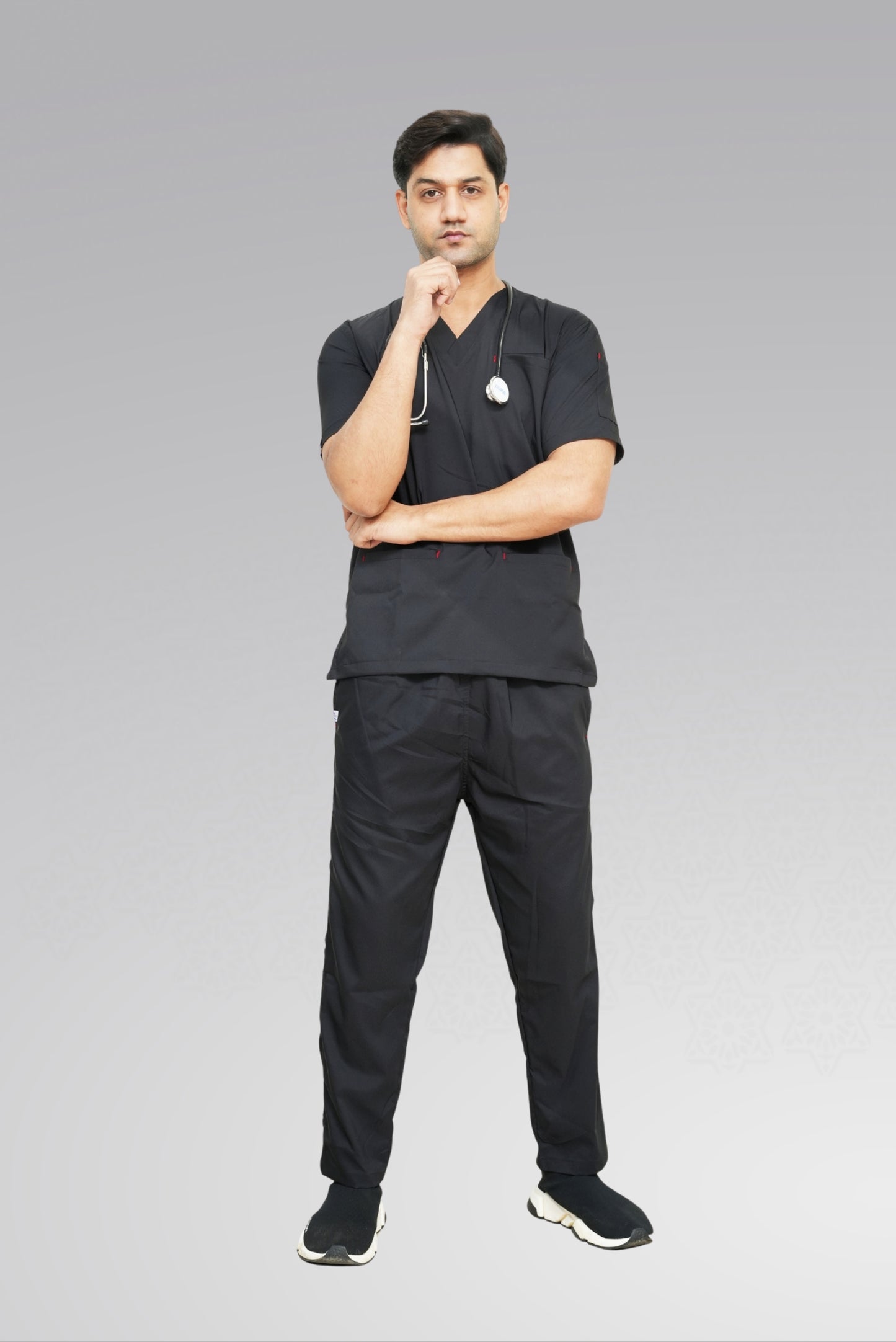 Flexi Care Edge Line™ Scrub Suit in Jet Black