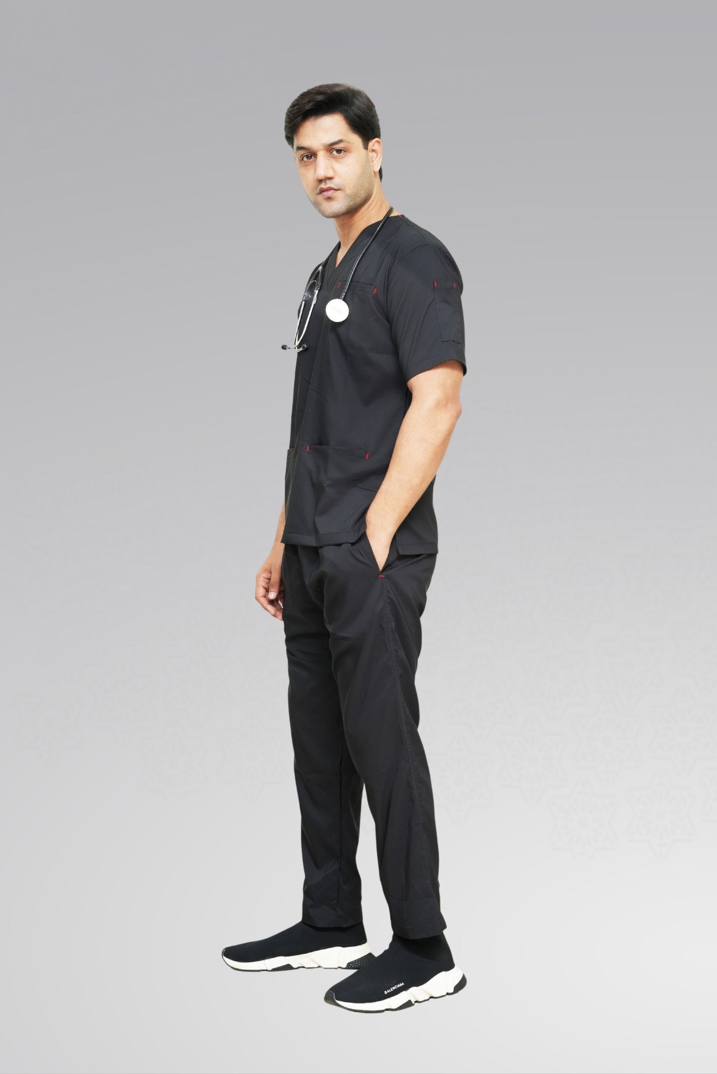 Flexi Care Edge Line™ Scrub Suit in Jet Black