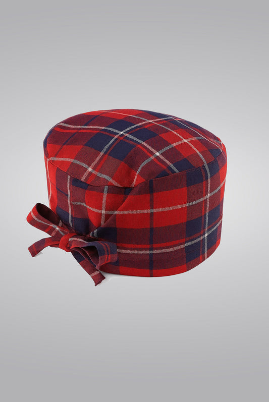 Red plaid Surgical Cap | GTEX Apparels Pakistan 1