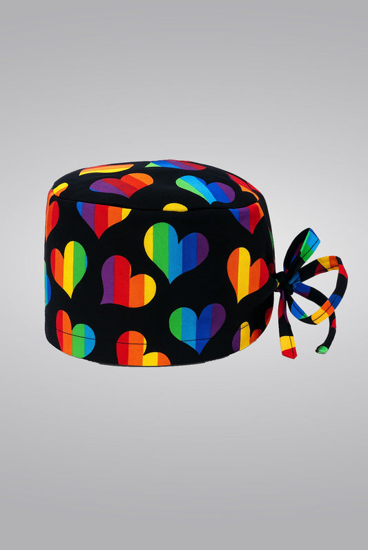 Rainbow Hearts Printed Surgical Cap  | GTEX Apparels Pakistan  1