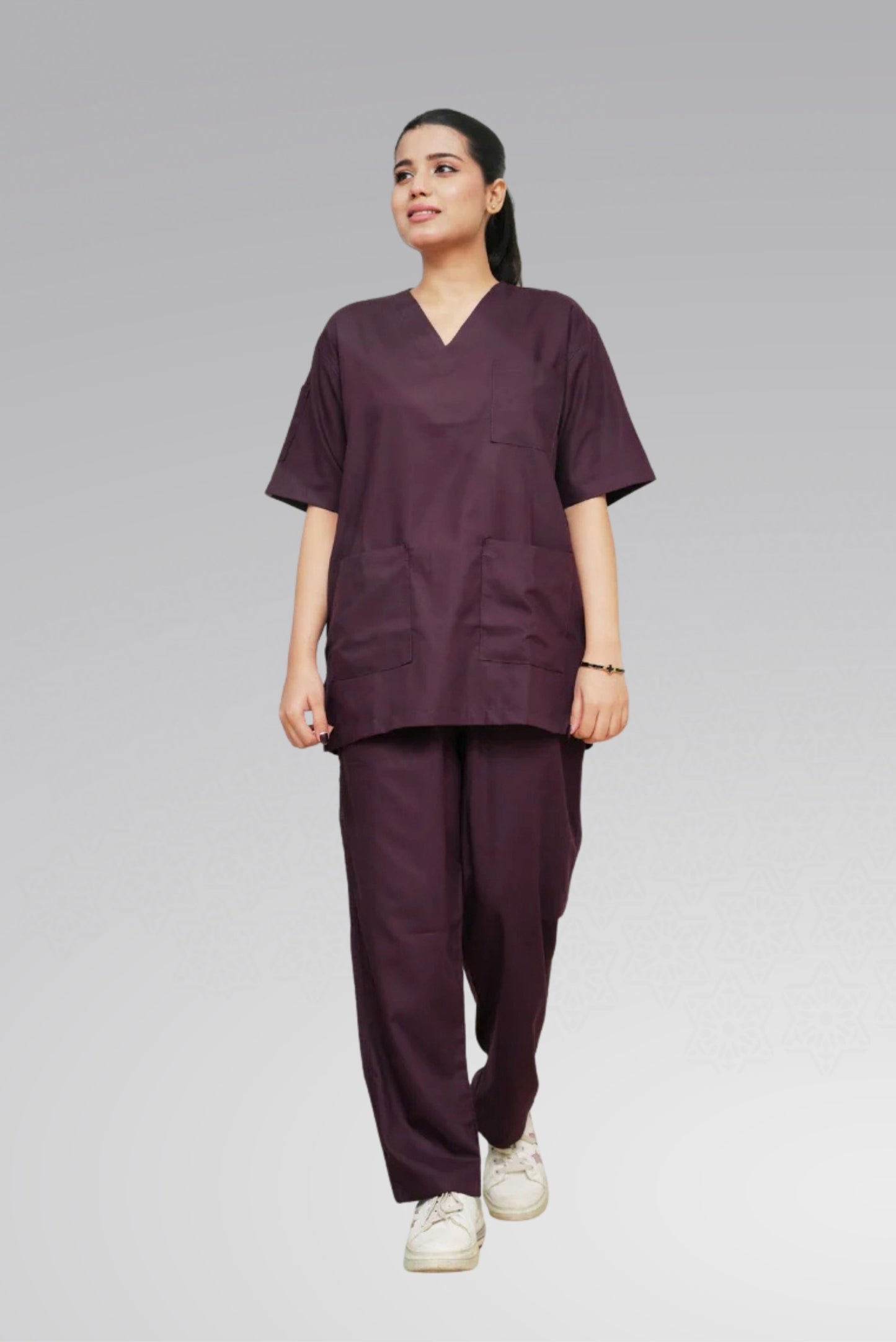 Feminine Comfort Scrub Suit – Classic™ in Rich Wine Shade