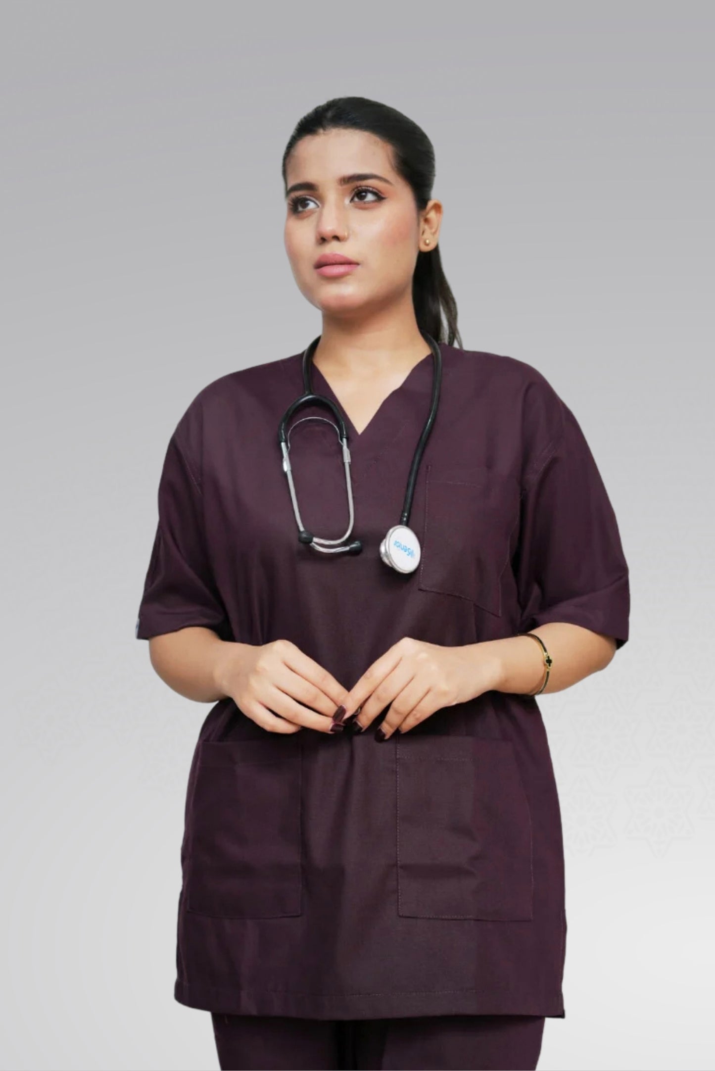 Feminine Comfort Scrub Suit – Classic™ in Rich Wine Shade